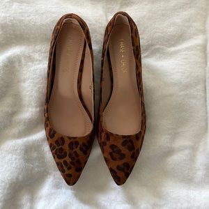 Cheetah block heeled pointed shoes